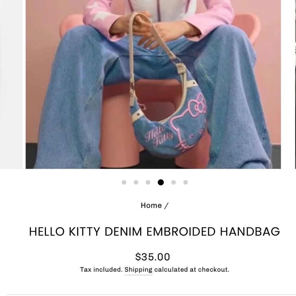 HELLO KITTY DENIM EMBROIDED HANDBAG